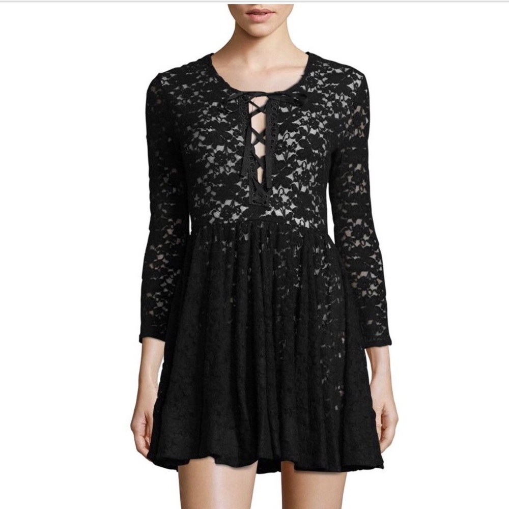 Few Moda Lou Lace Up Fit & Flare Dress